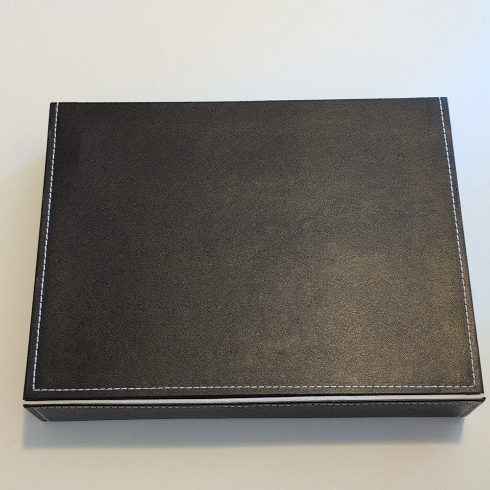 Black Faux Leather Eyeglass Storage Case And Organizer, Holds Eight Pair, EUC